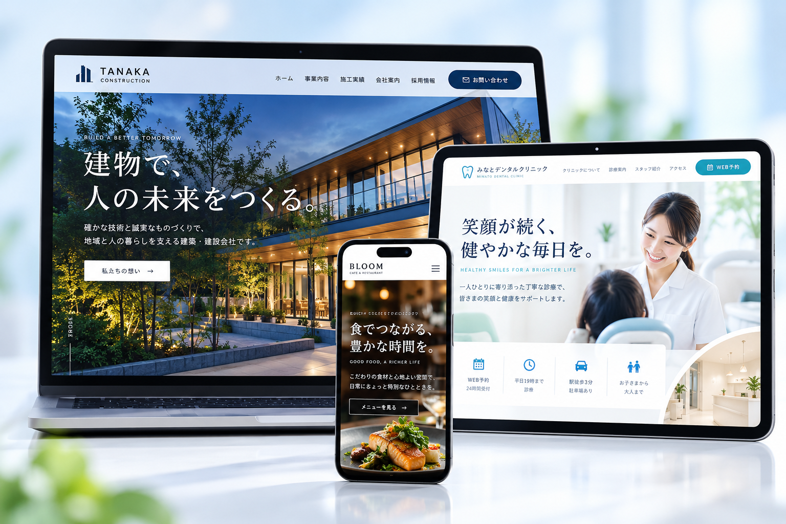 建築・歯科・カフェのコーポレートサイト例 3